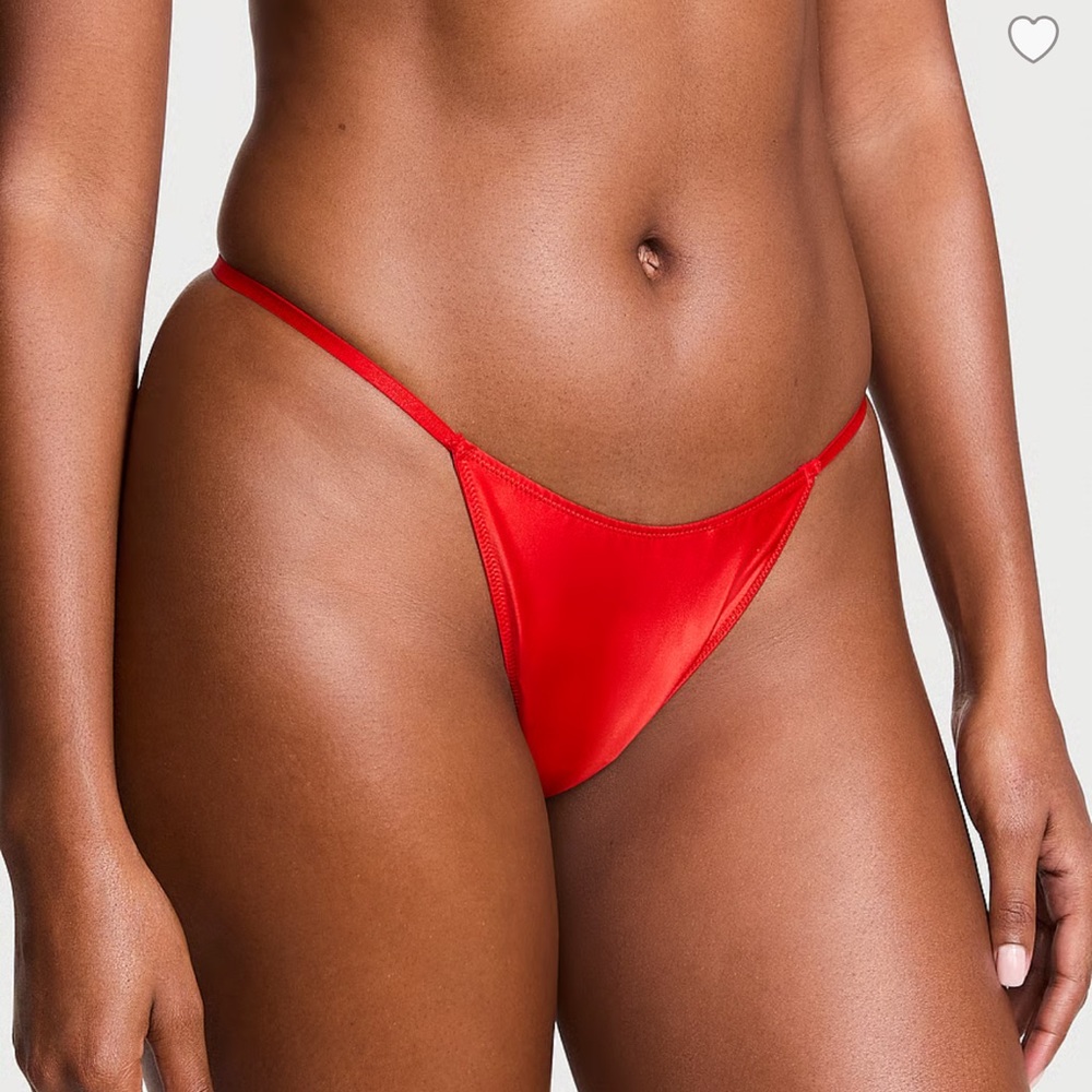 Victoria's Secret Red Satin Thong with Pom poms (2 pairs)